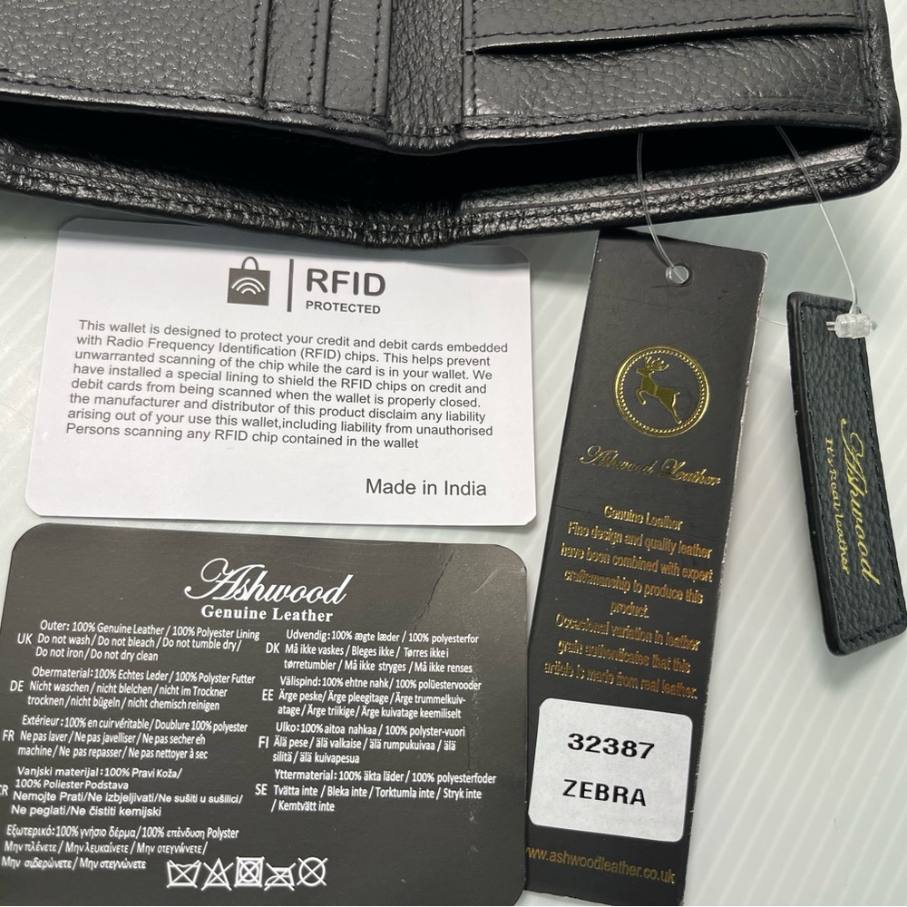 Ashwood Leather UK Genuine Pebble Leather Trifold Envelope Wallet wHaircalf flap - Picture 16 of 16